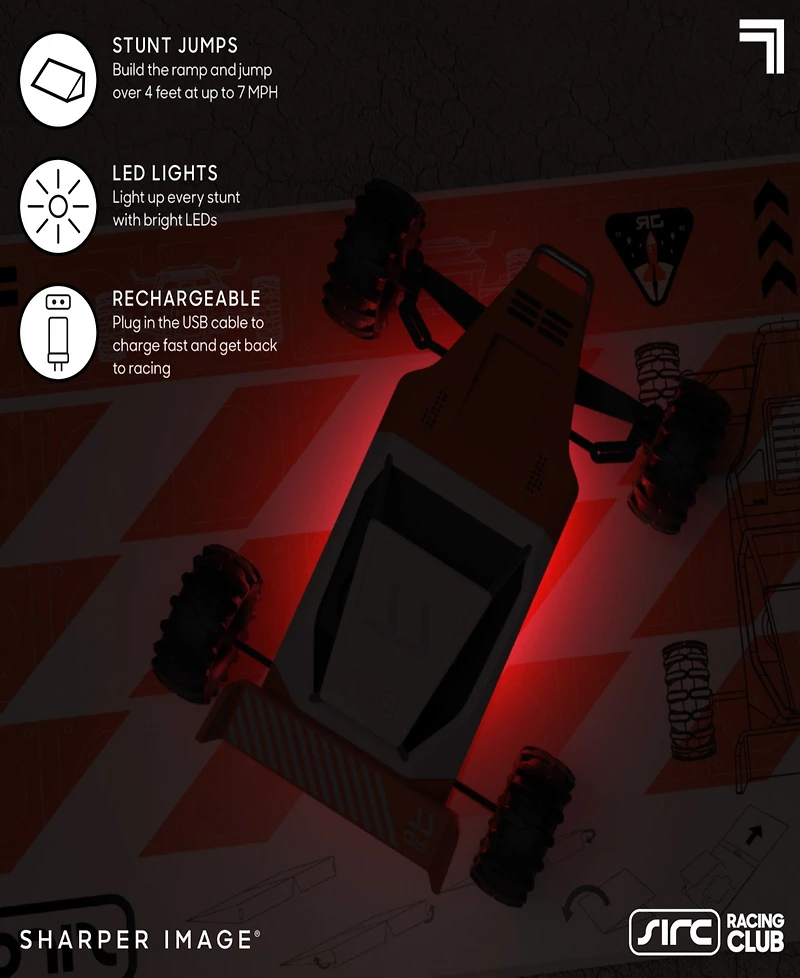 Sharper Image Remote Control Stunt Ramp Rechargeable Jump Rover Car Toy, Set of 3