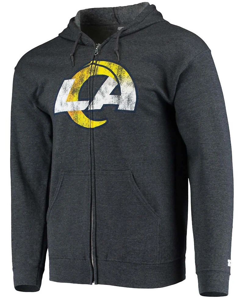 Men's Charcoal Los Angeles Rams Primary Logo Full-Zip Hoodie