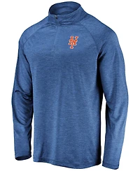 Men's Royal New York Mets Iconic Striated Primary Logo Raglan Quarter-Zip Pullover Jacket