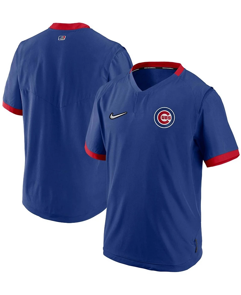 Men's Royal, Red Chicago Cubs Authentic Collection Short Sleeve Hot Pullover Jacket