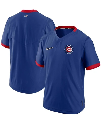 Men's Royal, Red Chicago Cubs Authentic Collection Short Sleeve Hot Pullover Jacket