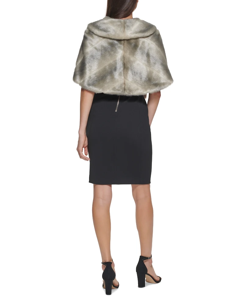 Eliza J Faux-Fur Shrug