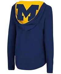 Women's Navy Michigan Wolverines Catalina Hoodie Long Sleeve T-shirt