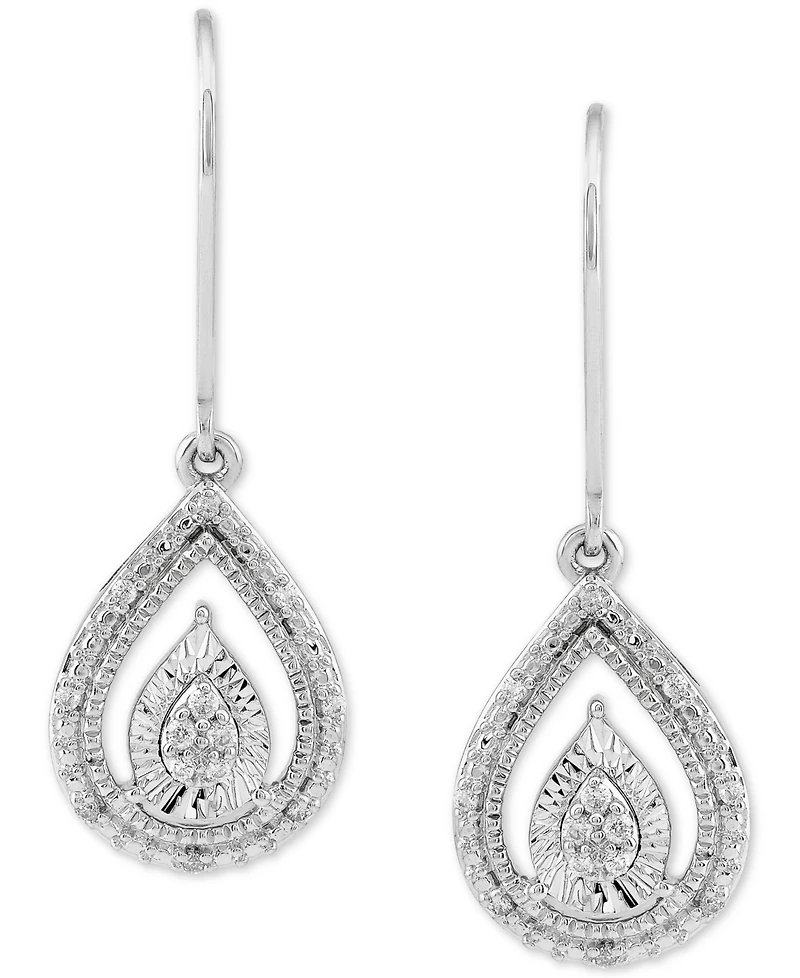 Diamond Teardrop Leverback Drop Earrings (1/10 ct. t.w.) in Sterling Silver