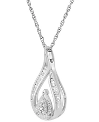 Diamond Teardrop Swirl Pendant Necklace (1/4 ct. t.w.) in Sterling Silver
