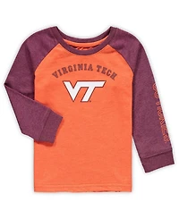 Toddler Boys and Girls Heathered Orange Virginia Tech Hokies Long Sleeve Raglan T-Shirt