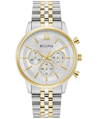 Bulova Men's Classic Chronograph Two-Tone Stainless Steel Bracelet Watch 41mm, Created for Macy's