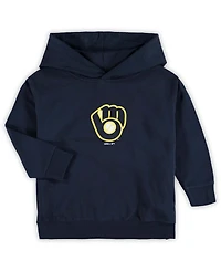 Toddler Navy Milwaukee Brewers Primary Logo Team Pullover Hoodie