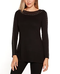 Belldini Studded Mesh-Inset Tunic