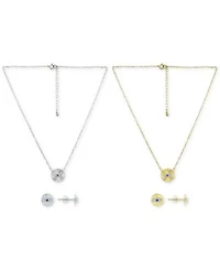 Giani Bernini Lab Grown Blue Sapphire Cubic Zirconia Evil Eye Disc Pendant Necklace Stud Earrings Jewelry Collection Created For Macys