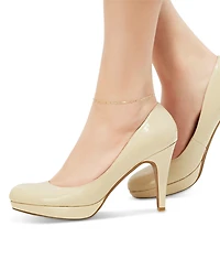 Lightweight Beaded Ankle Bracelet in 10k Tricolor Gold