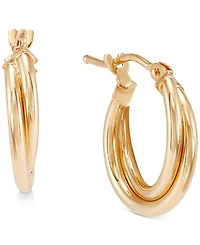 Italian Gold Double Twist Hoop Earrings in 10k Gold (10mm)