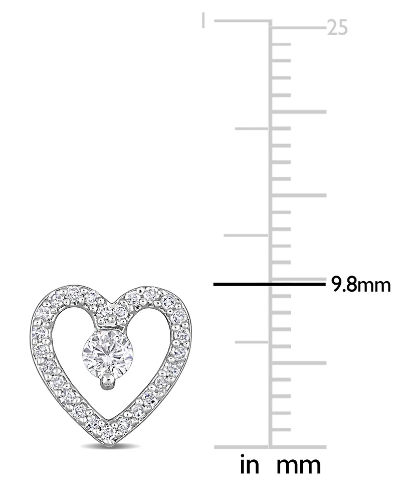 White Topaz (1/3 ct. t.w.) & Diamond (1/5 ct. t.w.) Open Heart Stud Earrings in Sterling Silver