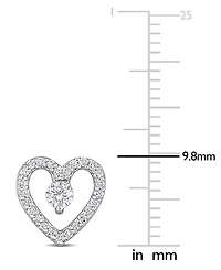 White Topaz (1/3 ct. t.w.) & Diamond (1/5 ct. t.w.) Open Heart Stud Earrings in Sterling Silver
