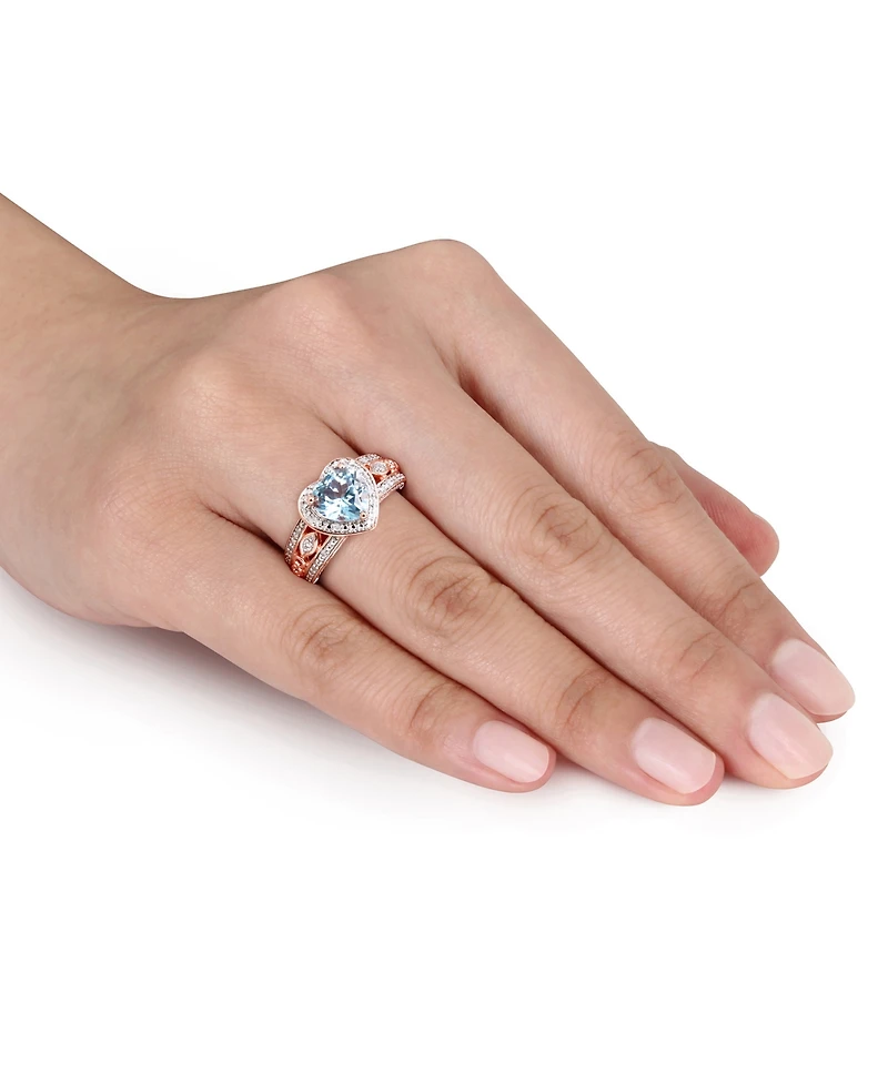Blue Topaz (2 ct. t.w.) & Diamond (1/10 Heart Ring 18k Rose Gold-Plated Sterling Silver
