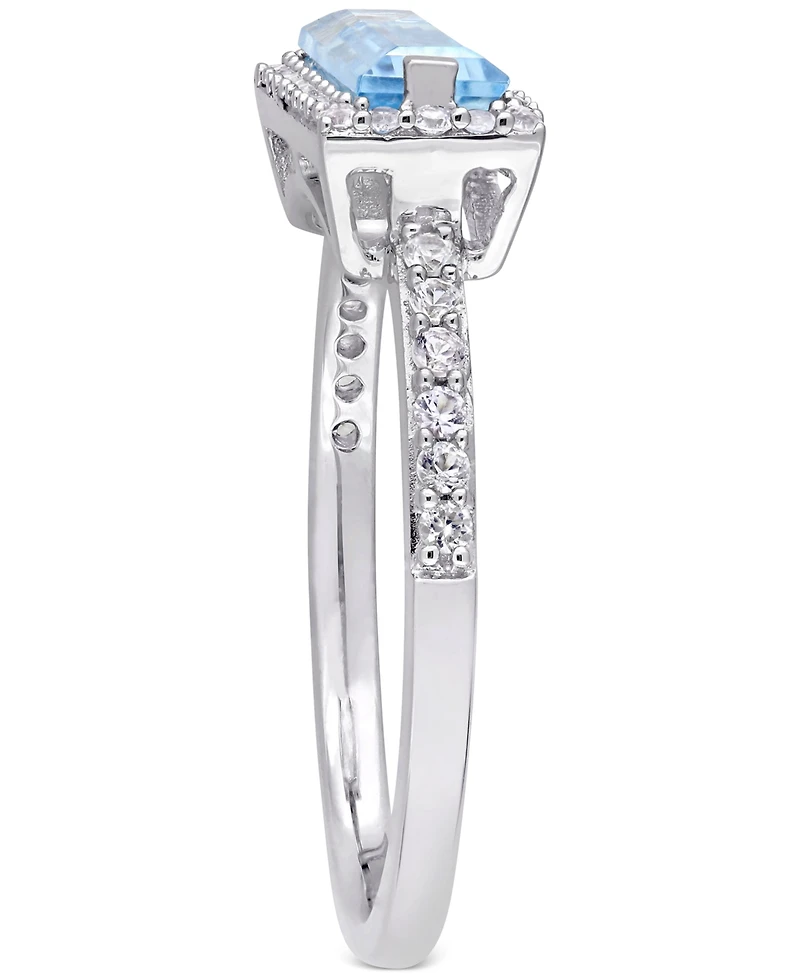 Blue Topaz (1-1/2 ct. t.w.) & White (1/3 Statement Ring Sterling Silver