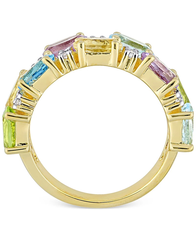 Multi-Gemstone Double Row Statement Ring (5-1/4 ct. t.w.) 18k Gold-Plated Sterling Silver