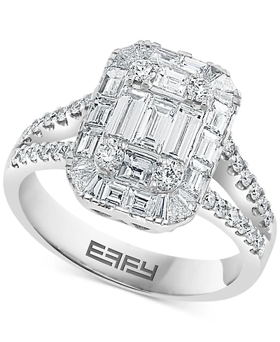 Effy Diamond Baguette Cluster Statement Ring (1-1/2 ct. t.w.) in 18k White Gold