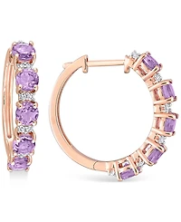 Peridot (3-3/4 ct. t.w.) & White Topaz (1/4 Small Hoop Earrings 18k Rose Gold-Plated Sterling Silver, 0.89" (Also available Amethyst