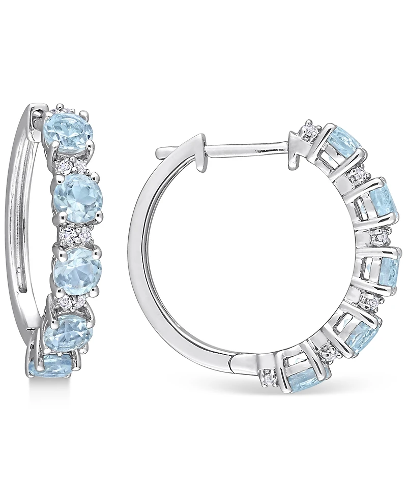 Peridot (3-3/4 ct. t.w.) & White Topaz (1/4 Small Hoop Earrings 18k Rose Gold-Plated Sterling Silver, 0.89" (Also available Amethyst