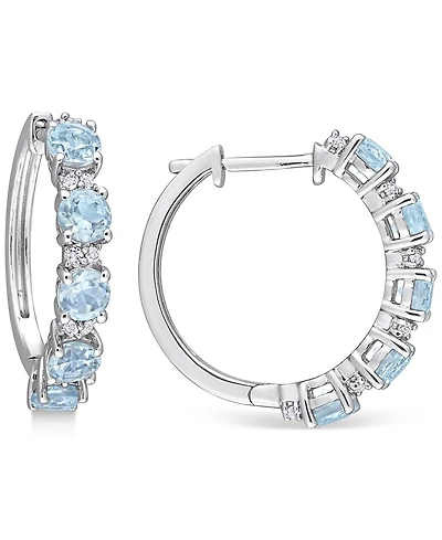 Peridot (3-3/4 ct. t.w.) & White Topaz (1/4 Small Hoop Earrings 18k Rose Gold-Plated Sterling Silver, 0.89" (Also available Amethyst