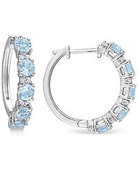 Peridot (3-3/4 ct. t.w.) & White Topaz (1/4 Small Hoop Earrings 18k Rose Gold-Plated Sterling Silver, 0.89" (Also available Amethyst