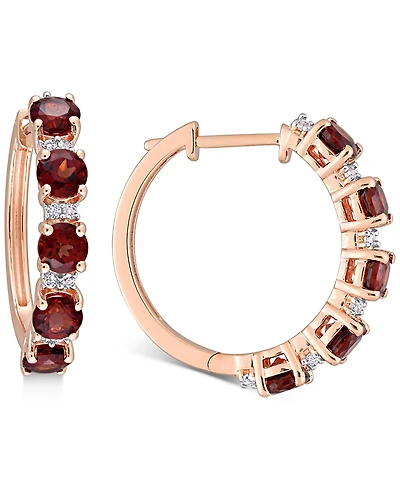 Peridot (3-3/4 ct. t.w.) & White Topaz (1/4 Small Hoop Earrings 18k Rose Gold-Plated Sterling Silver, 0.89" (Also available Amethyst