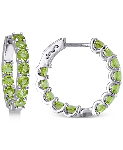 Peridot (3-3/4 ct. t.w.) & White Topaz (1/4 ct. t.w.) Small Hoop Earrings in 18k Rose Gold-Plated Sterling Silver, 0.89" (Also available in Amethyst &