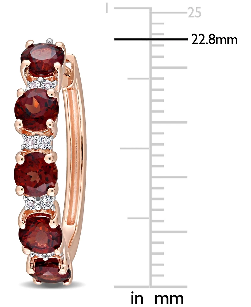 Peridot (3-3/4 ct. t.w.) & White Topaz (1/4 Small Hoop Earrings 18k Rose Gold-Plated Sterling Silver, 0.89" (Also available Amethyst