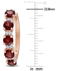 Peridot (3-3/4 ct. t.w.) & White Topaz (1/4 Small Hoop Earrings 18k Rose Gold-Plated Sterling Silver, 0.89" (Also available Amethyst