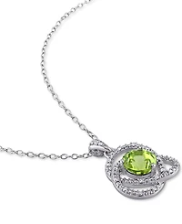 Peridot (1-1/2 ct. t.w.) & Diamond (1/10 ct. t.w.) Ven 18" Pendant Necklace in Sterling Silver