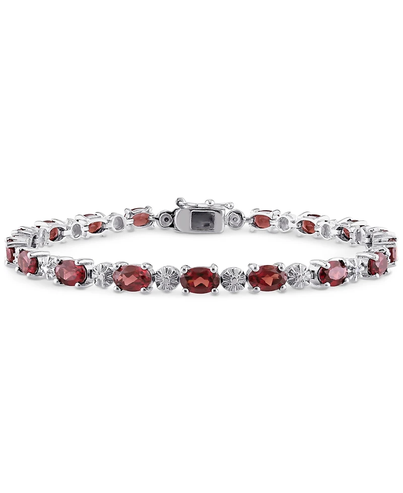 Garnet (9-7/8 ct. t.w.) & Diamond Accent Link Bracelet Sterling Silver (Also Peridot)