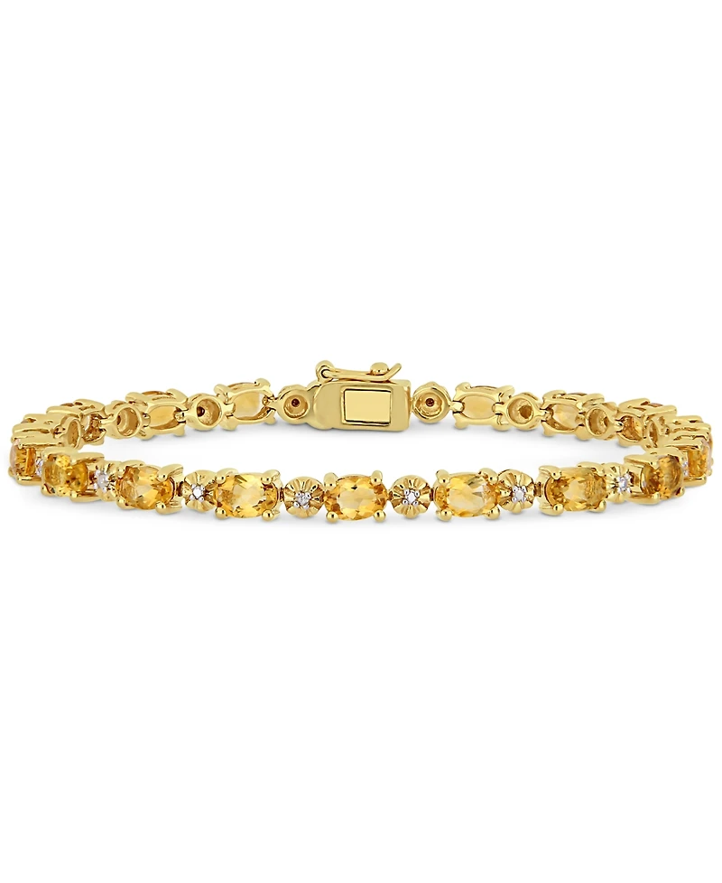 Citrine (8-1/10 ct. t.w.) & Diamond Accent Link Bracelet in 18k Gold-Plated Sterling Silver