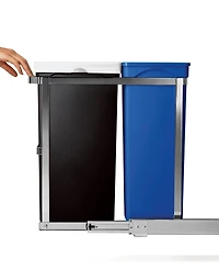 simplehuman 35 Liter Under Counter Pull-Out Kitchen Trash Can Recycler, Heavy-Duty Steel Frame