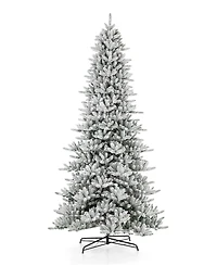 Glitzhome Pre-Lit Flocked Slim Fir Artificial Christmas Tree with 950 Warm White Lights, 11'