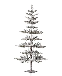 Glitzhome Deluxe Pre-Lit Flocked Pine Artificial Christmas Tree with 300 Warm White Lights, 6'