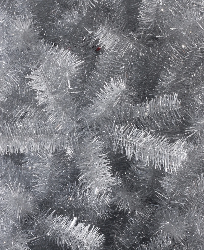 Glitzhome Silver-tone Tinsel Artificial Christmas Tree, 7.5'