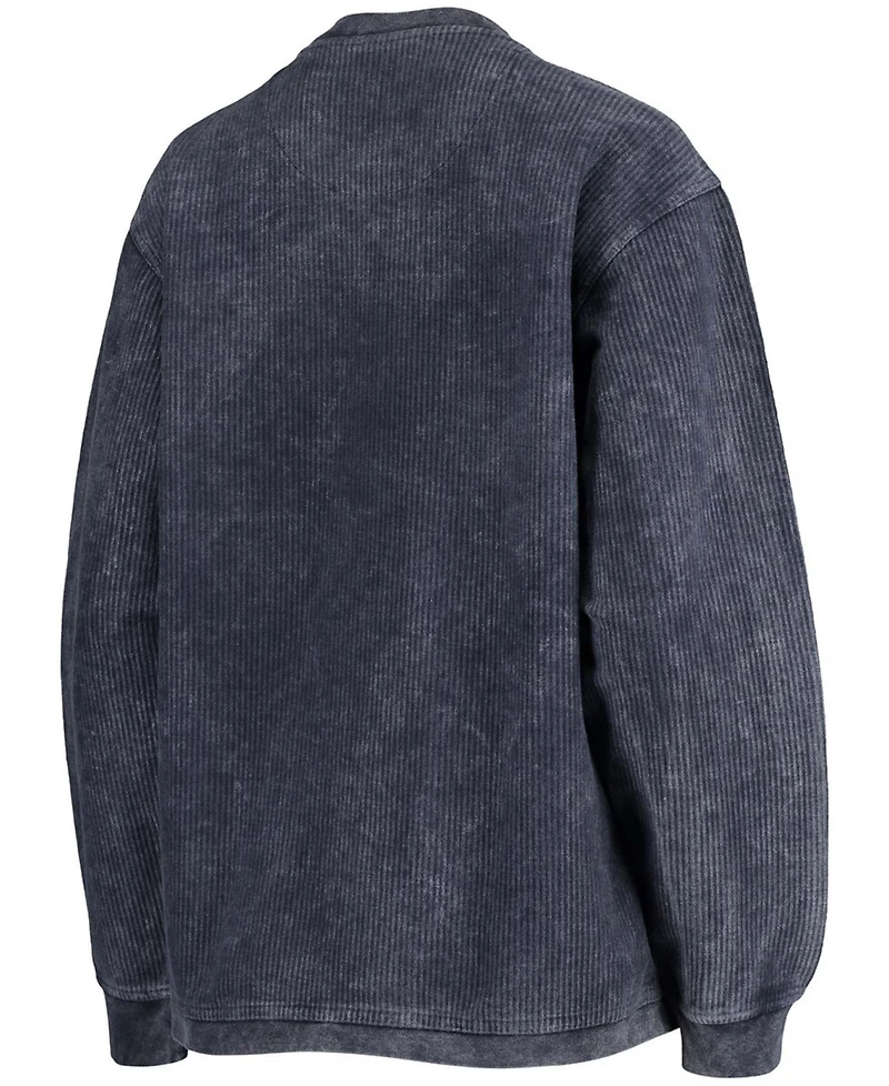 Women's Navy Gonzaga Bulldogs Comfy Cord Vintage-Like Wash Basic Arch Pullover Sweatshirt