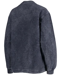 Women's Navy Gonzaga Bulldogs Comfy Cord Vintage-Like Wash Basic Arch Pullover Sweatshirt