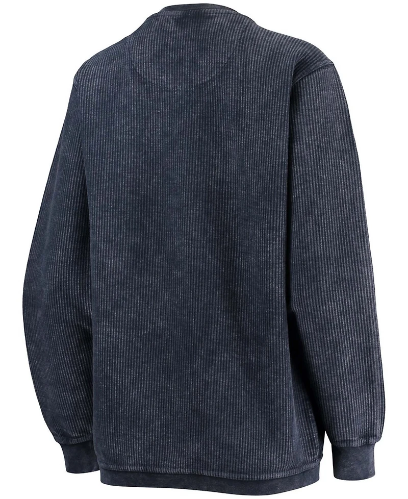 Women's Navy Villanova Wildcats Comfy Cord Vintage-Like Wash Basic Arch Pullover Sweatshirt