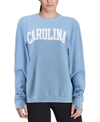 Women's Light Blue North Carolina Tar Heels Comfy Cord Vintage-Like Wash Basic Arch Pullover Sweatshirt