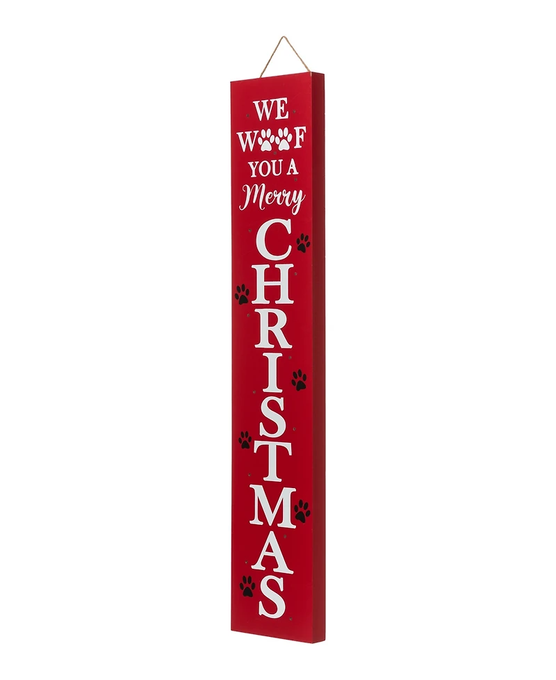 Glitzhome Lighted Wooden Pet "Christmas" Porch Sign, 42"
