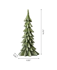 Glitzhome Resin Christmas Table Tree Decor, 14.75"