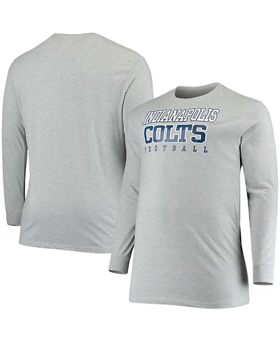 Men's Big and Tall Heathered Gray Indianapolis Colts Practice Long Sleeve T-shirt
