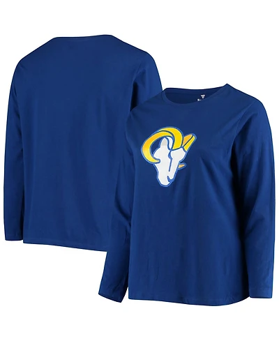 Women's Plus Royal Los Angeles Rams Primary Logo Long Sleeve T-shirt