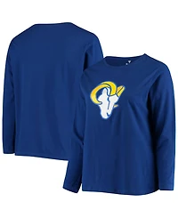 Women's Plus Royal Los Angeles Rams Primary Logo Long Sleeve T-shirt