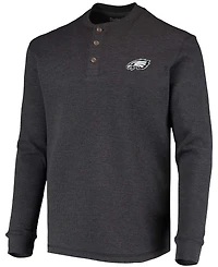 Men's Charcoal Philadelphia Eagles Maverick Thermal Henley Long Sleeve T-shirt