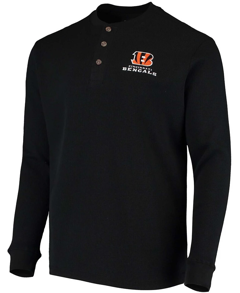 Men's Black Cincinnati Bengals Maverick Thermal Henley Long Sleeve T-shirt