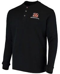 Men's Black Cincinnati Bengals Maverick Thermal Henley Long Sleeve T-shirt