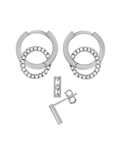 And Now This 2-Piece Bar Post Click Top Hoop Earrings Set